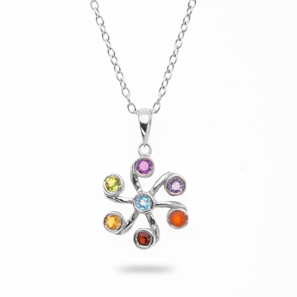 Pendentif univers argent Sattva en pierres naturelles